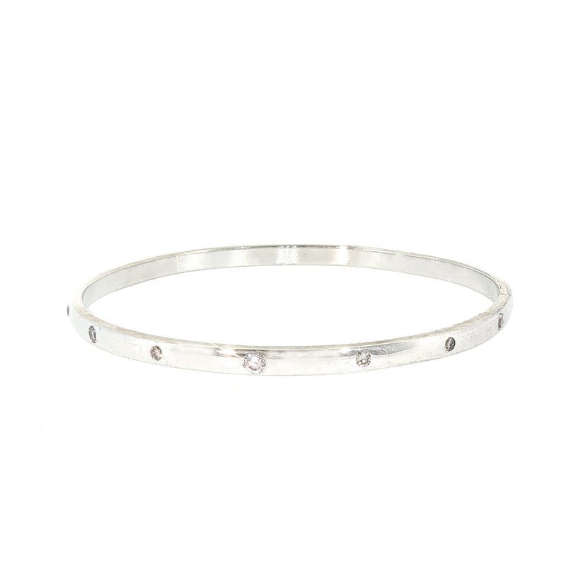 27.3g Solid Bangle 0.88ct Natural Diamond in 9ct White Gold