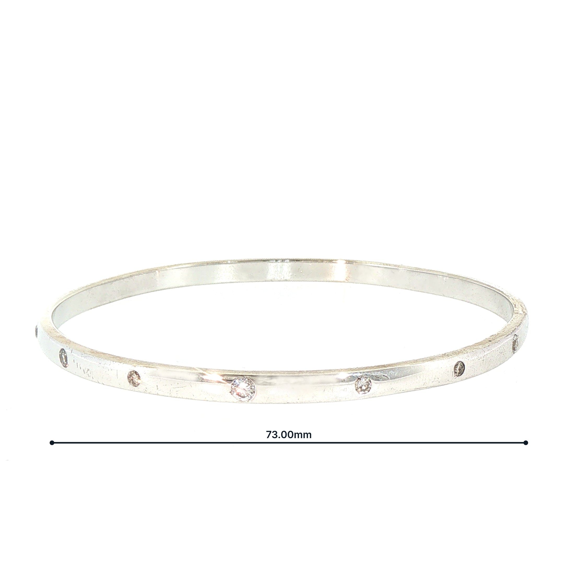 27.3g Solid Bangle 0.88ct Natural Diamond in 9ct White Gold