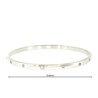 27.3g Solid Bangle 0.88ct Natural Diamond in 9ct White Gold