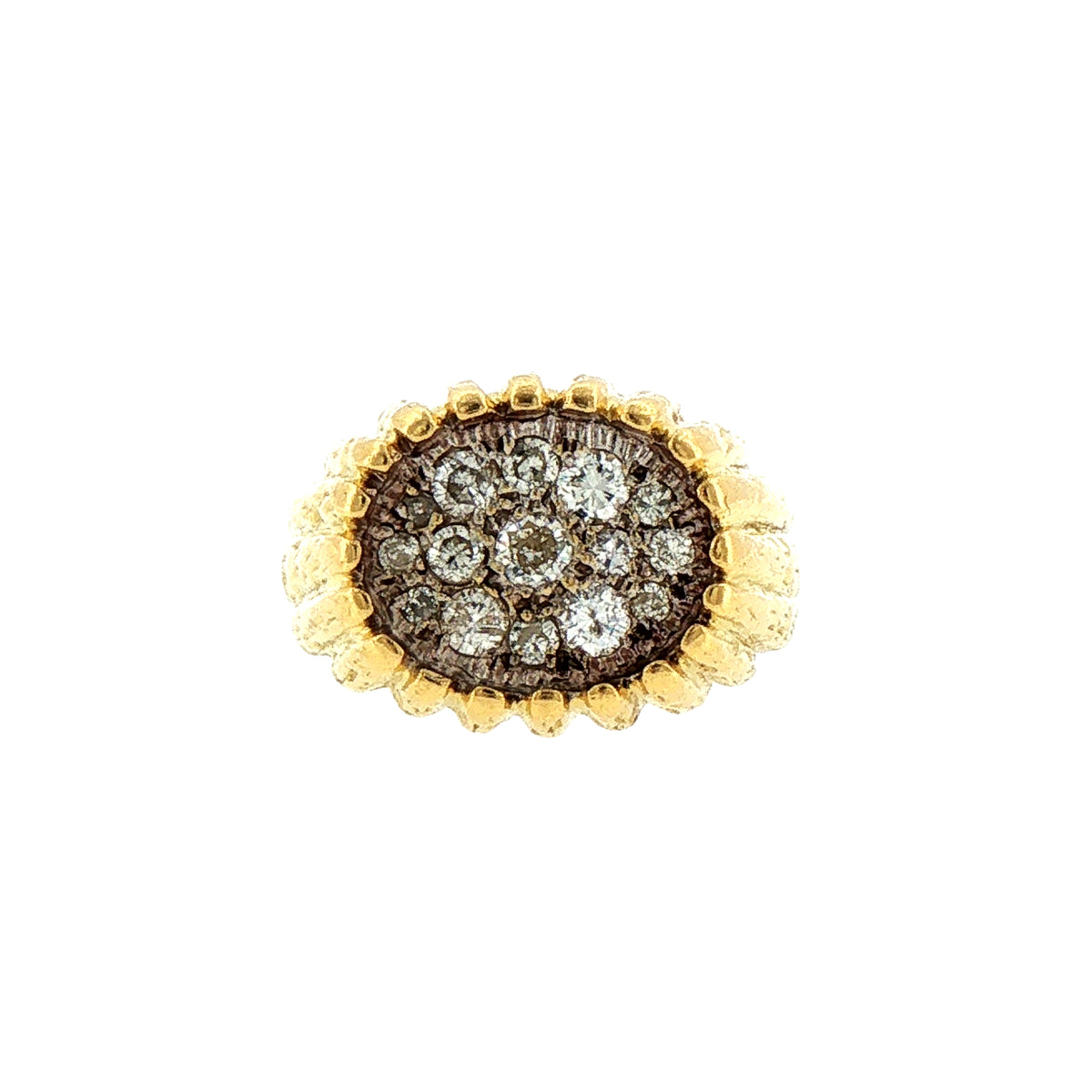 Vintage Gents Natural Diamond Signet Ring in 18ct Yellow Gold