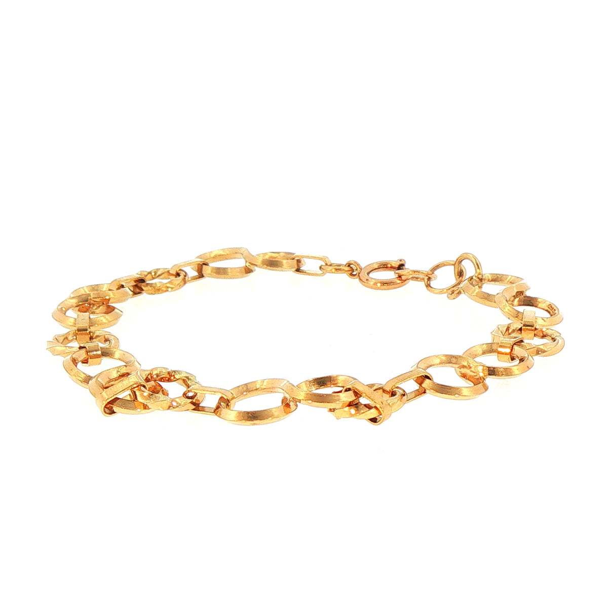 11.5g Ladies Round & Twist Style Link Bracelet Weighing in 9ct Yellow Gold