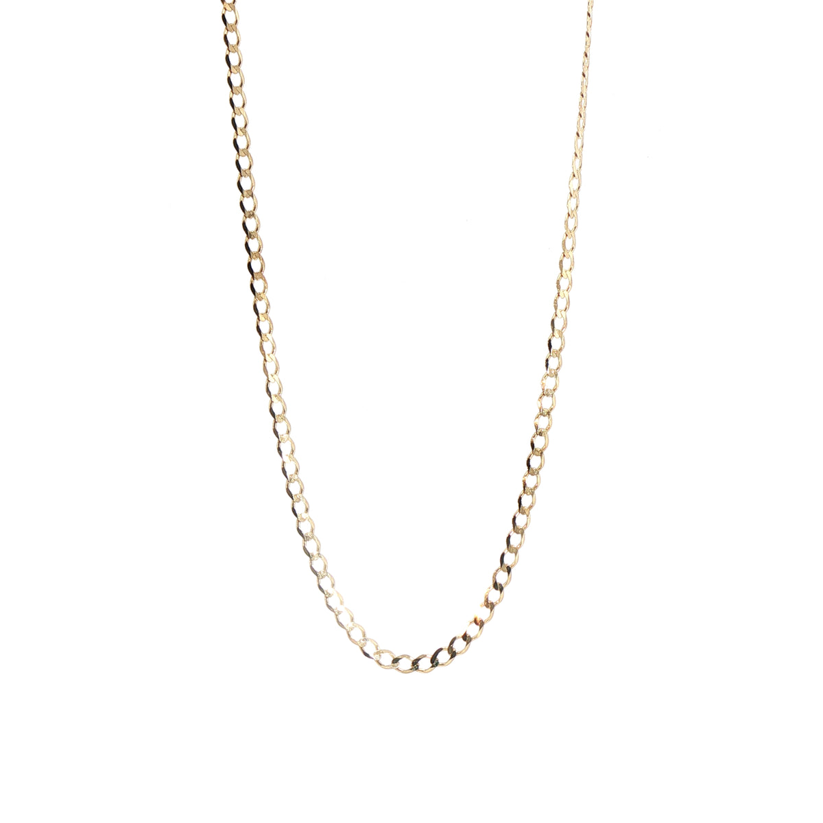 Small Flat Curb Chain in Yellow Gold