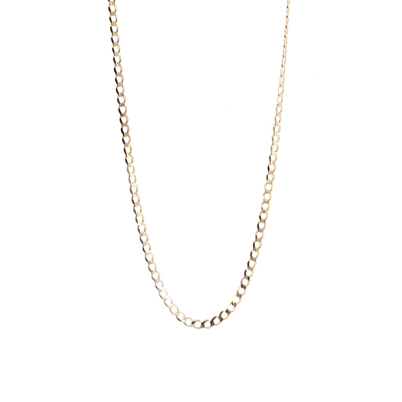 Small Flat Curb Chain in Yellow Gold