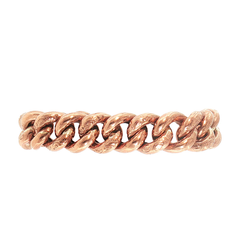 Chunky Chased Victorian Hollow Bracelet in 9ct Rose Gold