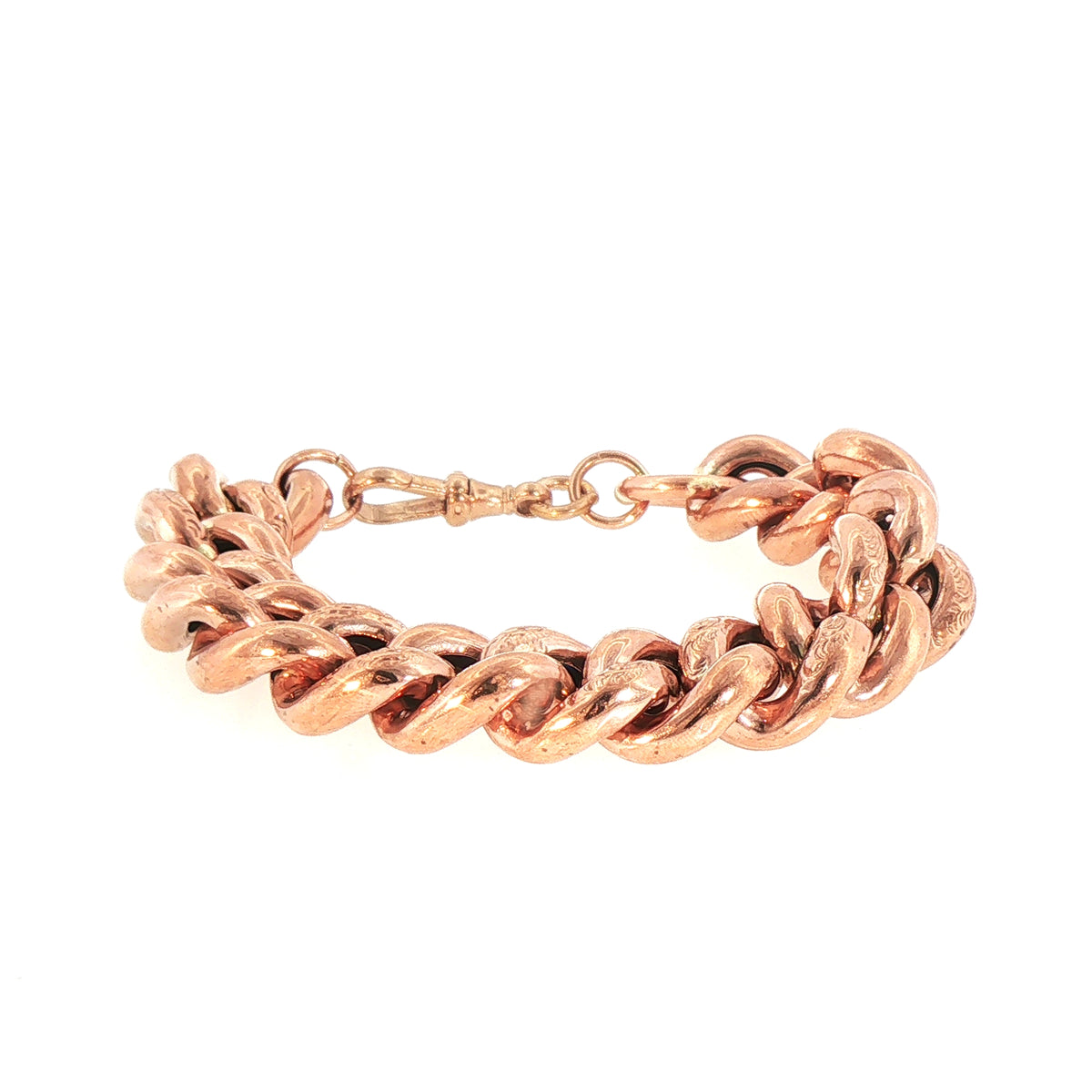 Chunky Chased Victorian Hollow Bracelet in 9ct Rose Gold
