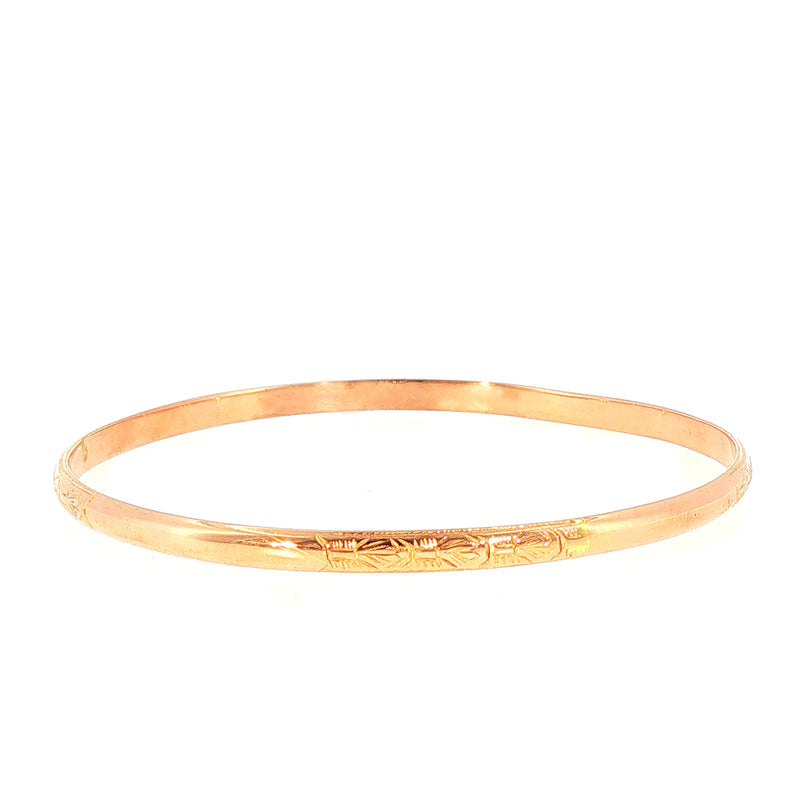 12 Grams Antique Intermittent Design Bangle in 18ct Rose Gold