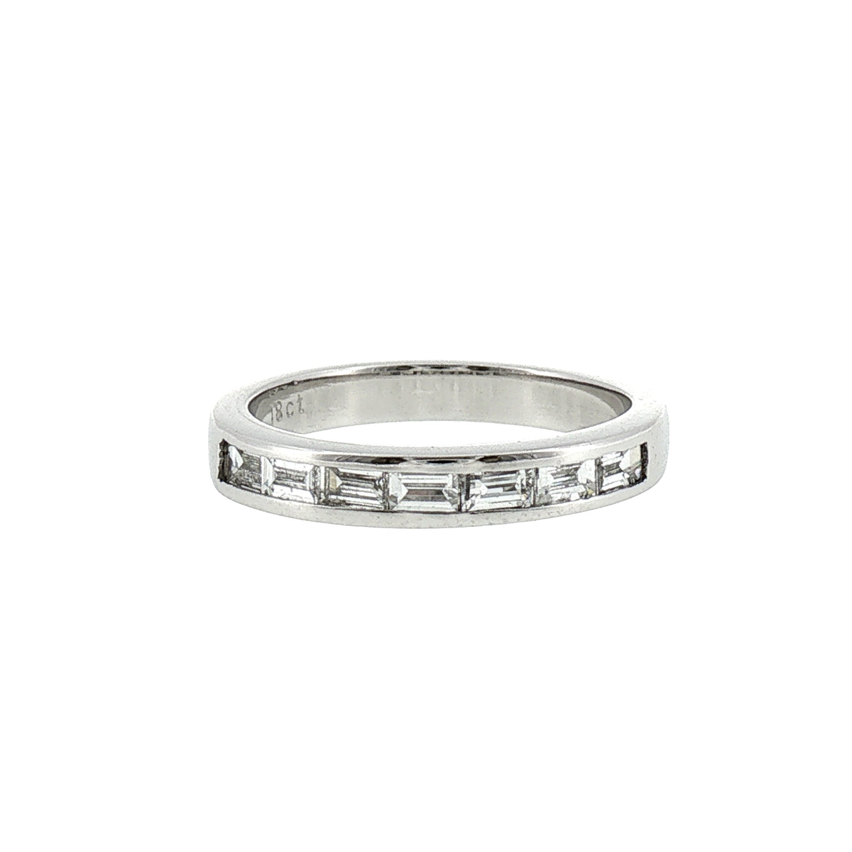 Baguette Cut Natural Diamond Wedding Band In 18ct White Gold