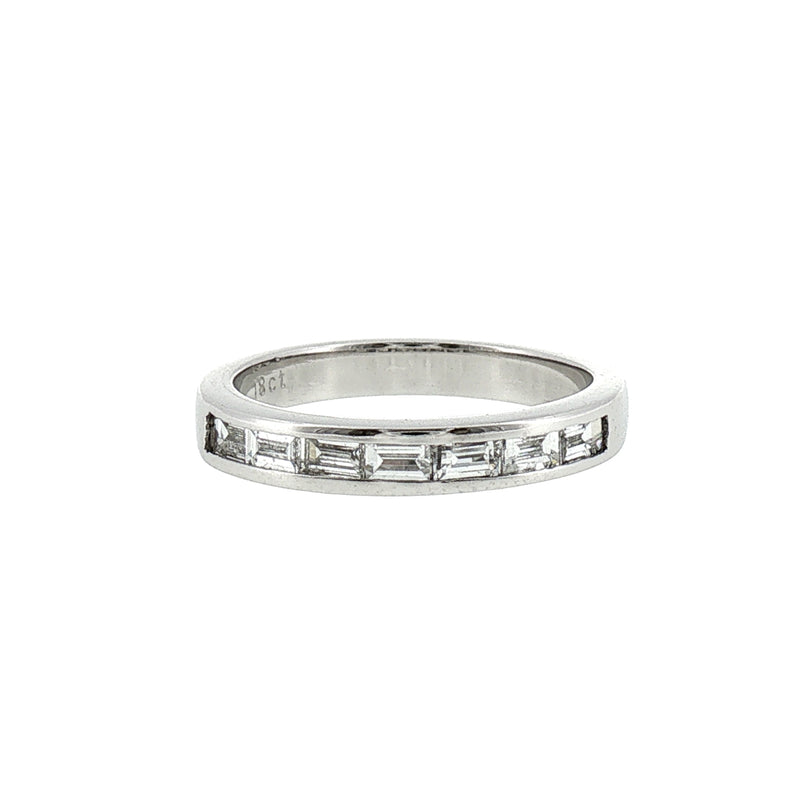 Baguette Cut Natural Diamond Wedding Band In 18ct White Gold