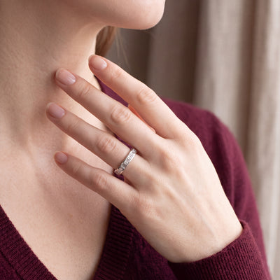 Baguette Cut Natural Diamond Wedding Band In 18ct White Gold