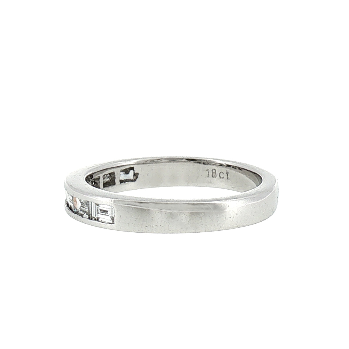 Baguette Cut Natural Diamond Wedding Band In 18ct White Gold
