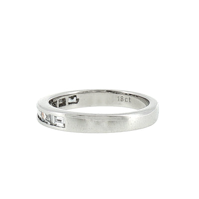 Baguette Cut Natural Diamond Wedding Band In 18ct White Gold