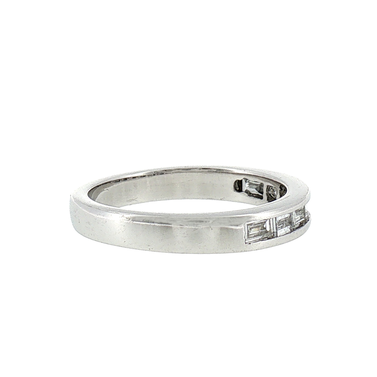 Baguette Cut Natural Diamond Wedding Band In 18ct White Gold