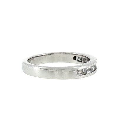 Baguette Cut Natural Diamond Wedding Band In 18ct White Gold