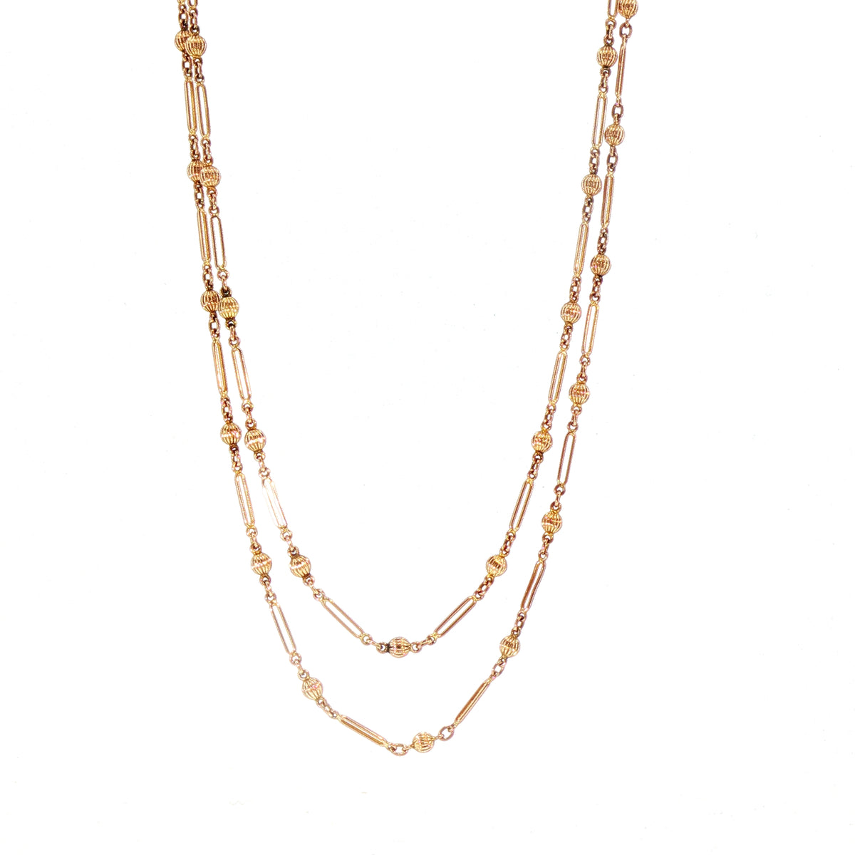 Vintage Bar and Bead Chain in 9ct Rose Gold