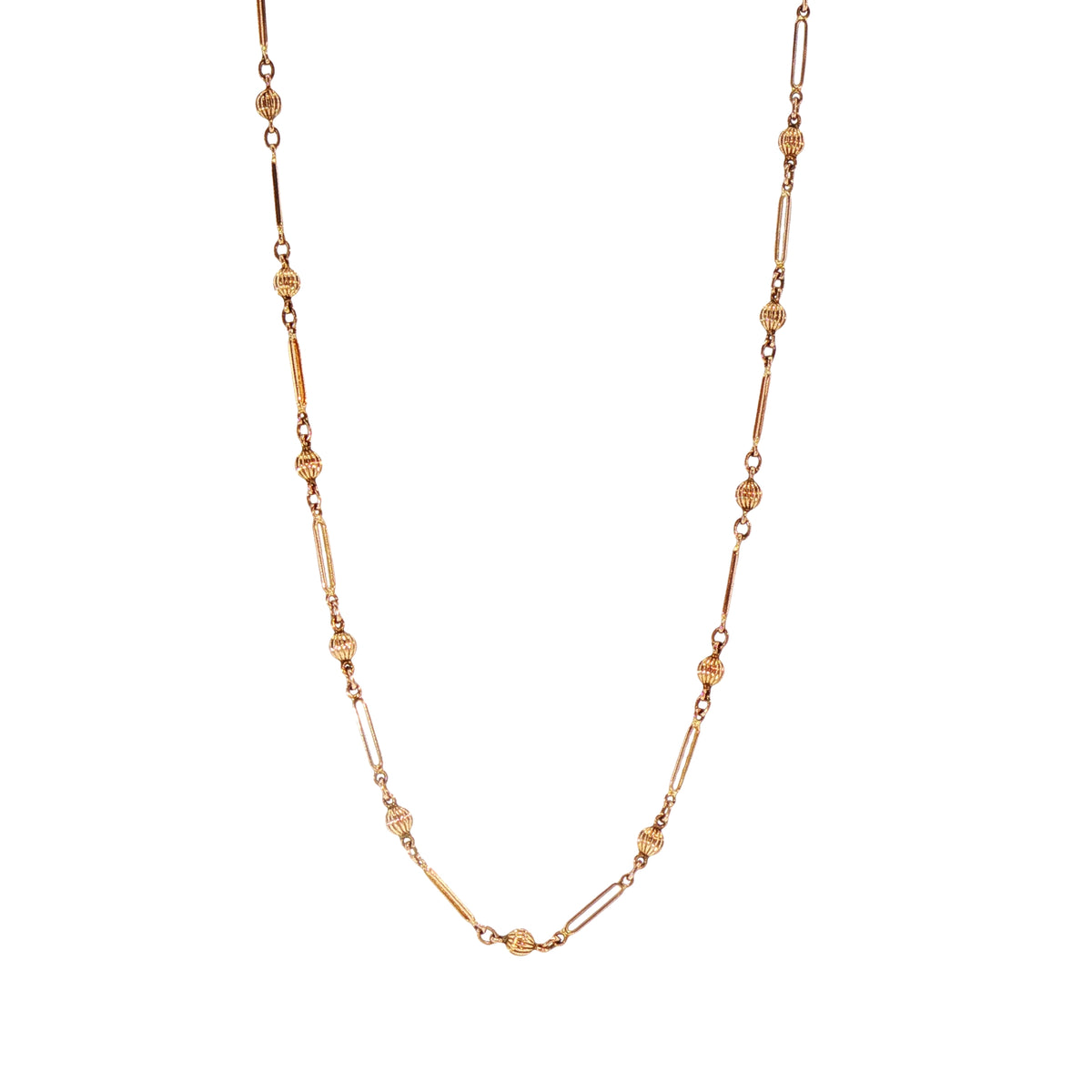 Vintage Bar and Bead Chain in 9ct Rose Gold