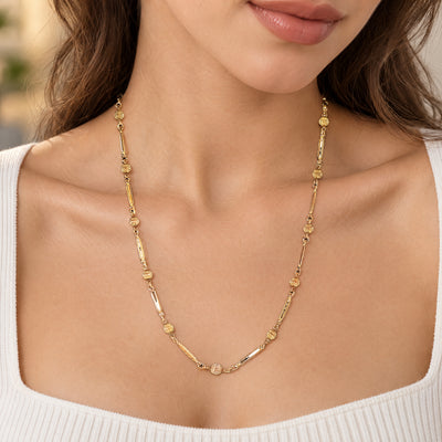 Vintage Bar and Bead Chain in 9ct Rose Gold