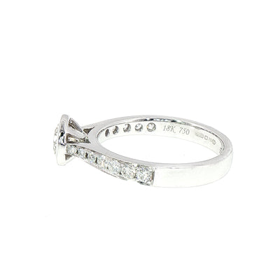 0.80ct H si1 Round Cut Natural Diamond Solitaire With Diamond Shoulders Set In 18ct White Gold