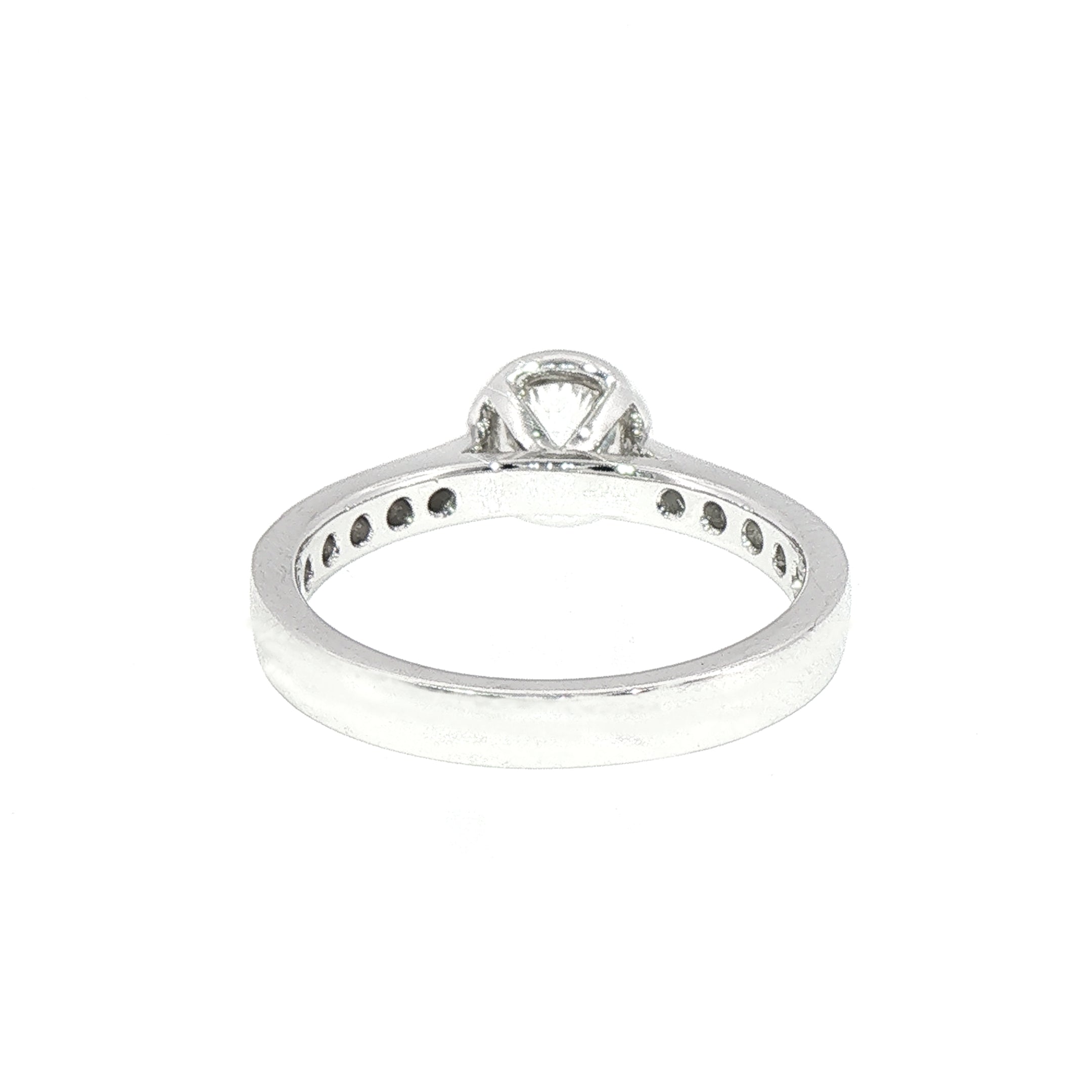 0.80ct H si1 Round Cut Natural Diamond Solitaire With Diamond Shoulders Set In 18ct White Gold