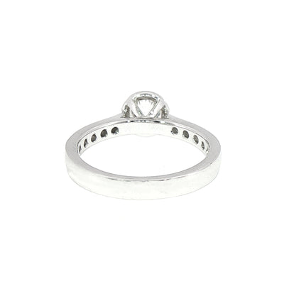 0.80ct H si1 Round Cut Natural Diamond Solitaire With Diamond Shoulders Set In 18ct White Gold