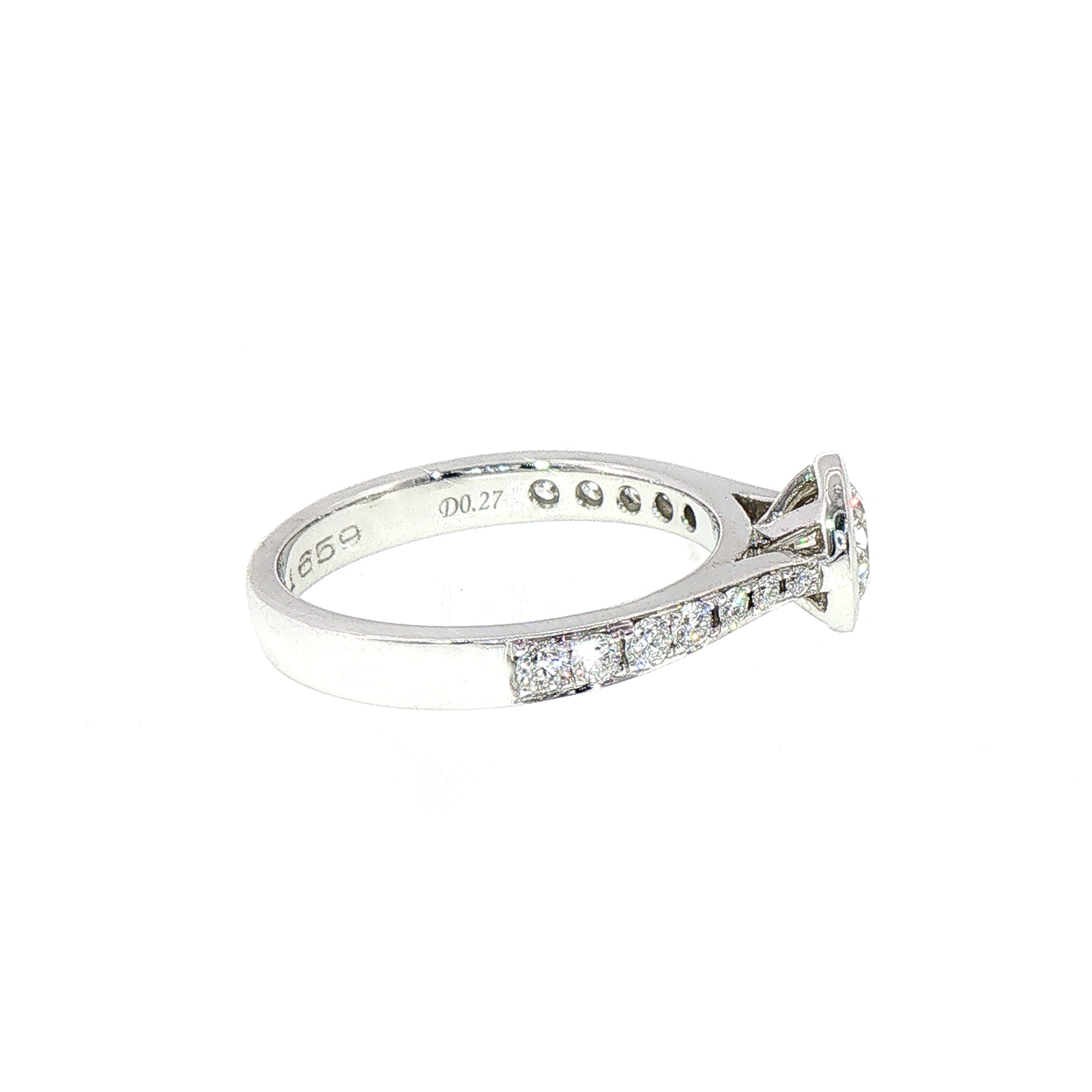 0.80ct H si1 Round Cut Natural Diamond Solitaire With Diamond Shoulders Set In 18ct White Gold