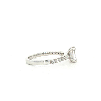 C0.68ct S0.14ct E vvs2 Natural Diamond Emerald Cut Solitaire With Diamond Shoulders Set In Platinum