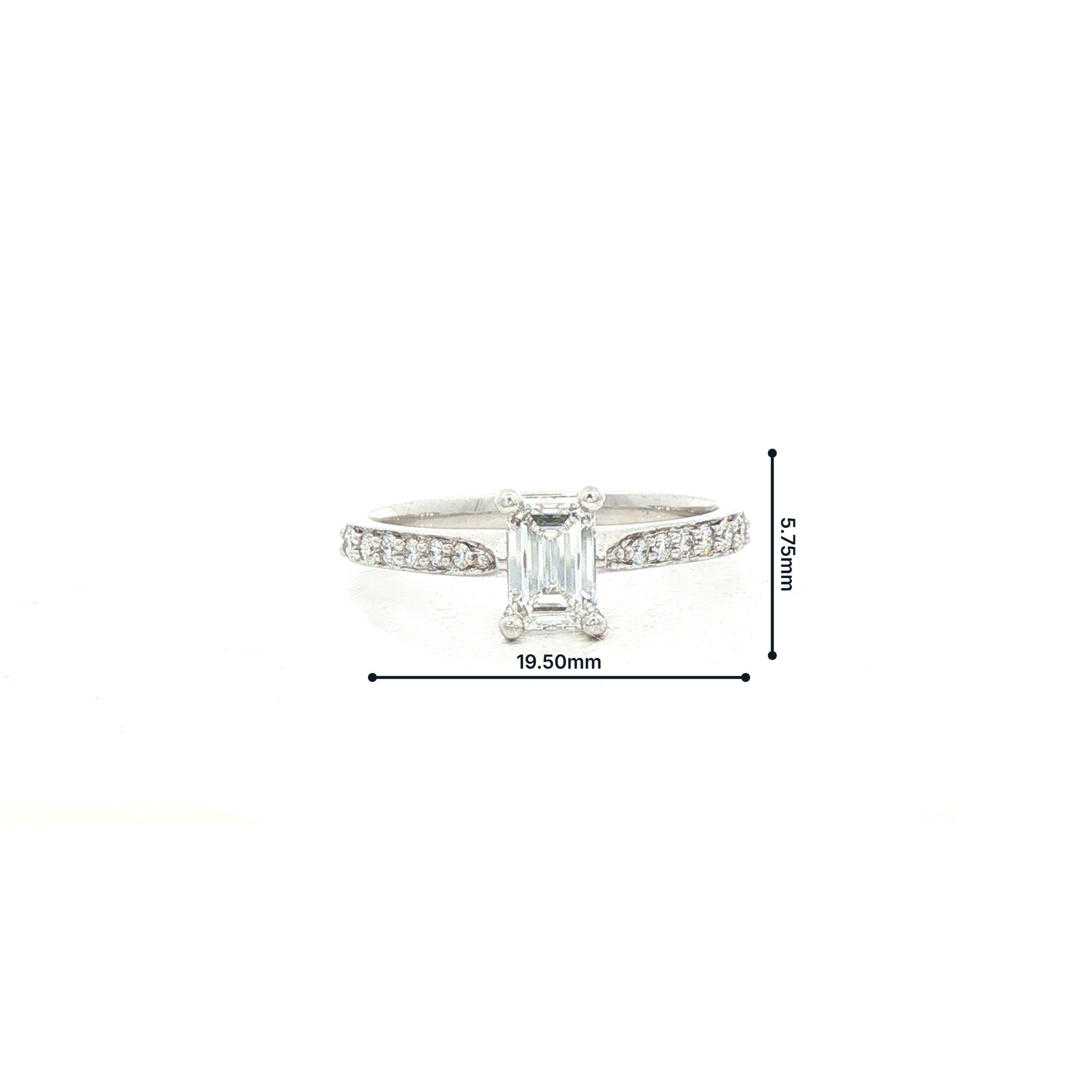 C0.68ct S0.14ct E vvs2 Natural Diamond Emerald Cut Solitaire With Diamond Shoulders Set In Platinum
