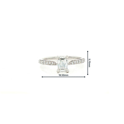 C0.68ct S0.14ct E vvs2 Natural Diamond Emerald Cut Solitaire With Diamond Shoulders Set In Platinum
