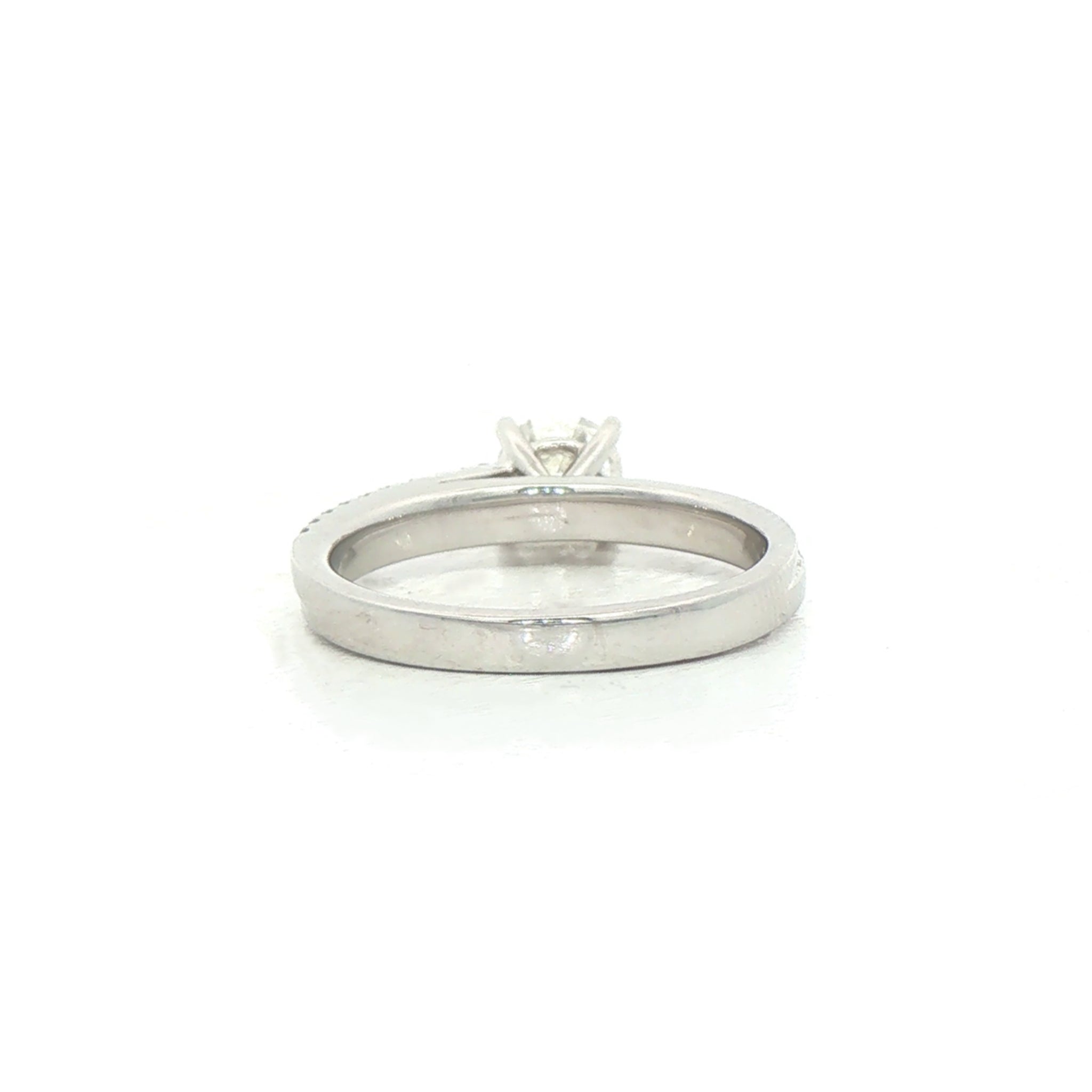 C0.61ct S0.14ct  F vs1 Natural Diamond Solitaire Off Set Diamond Shoulders in 18ct White Gold