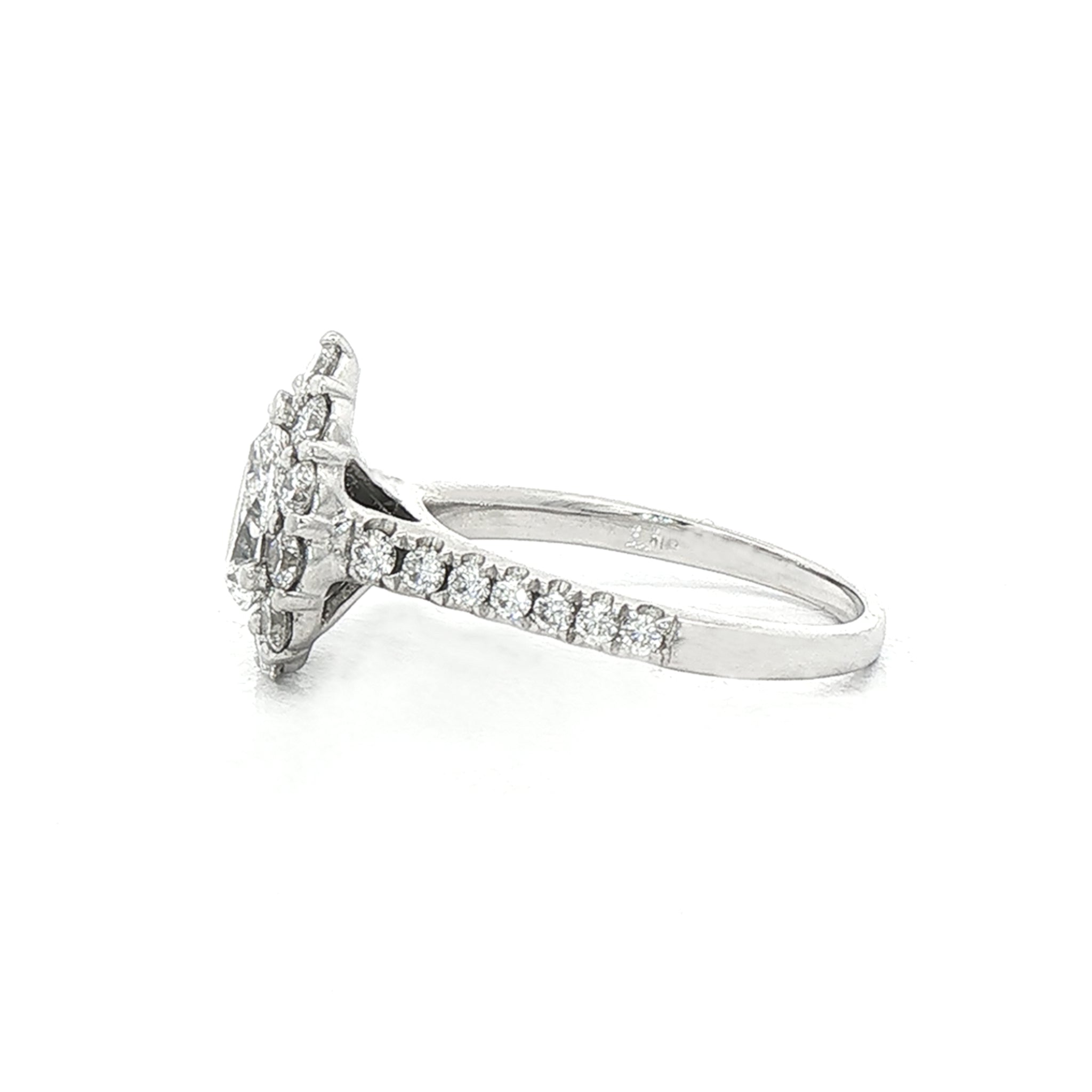 0.70ct D SI1 Natural Diamond Pear Cluster Halo with 0.80ct Diamond Shoulders Set In 18ct White Gold