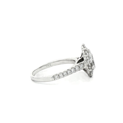 0.70ct D SI1 Natural Diamond Pear Cluster Halo with 0.80ct Diamond Shoulders Set In 18ct White Gold