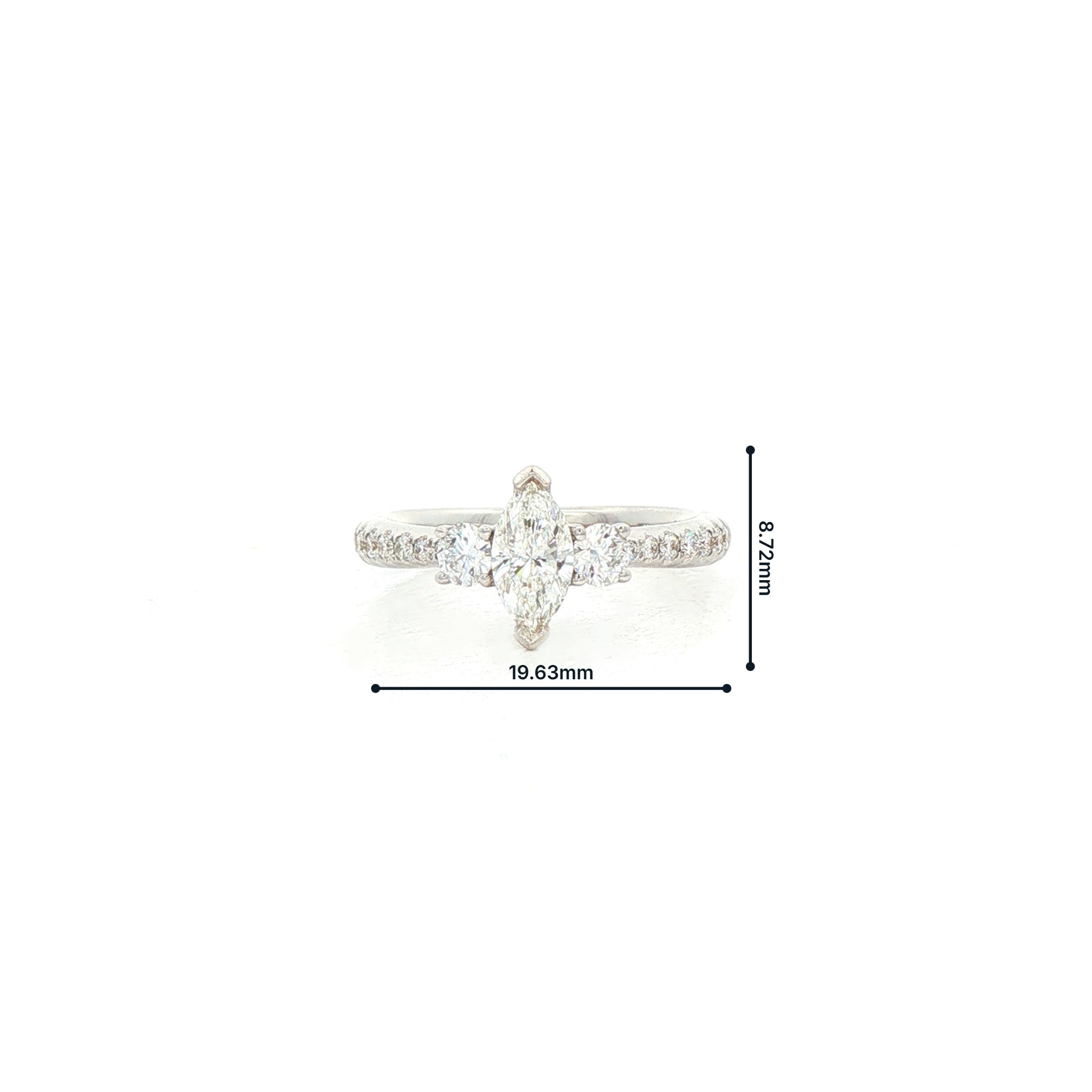 C0.40ct S0.35ct G vs1 Marquise Natural Diamond Solitaire with Brill Sides & Sh Set In18ct White Gold