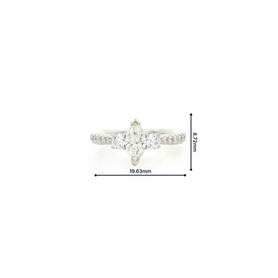 C0.40ct S0.35ct G vs1 Marquise Natural Diamond Solitaire with Brill Sides & Sh Set In18ct White Gold