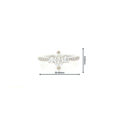 C0.42ct S0.35ct G vs1 Marquise Natural Diamond Solitaire with Brill Sides & Sh Set In18ct White Gold