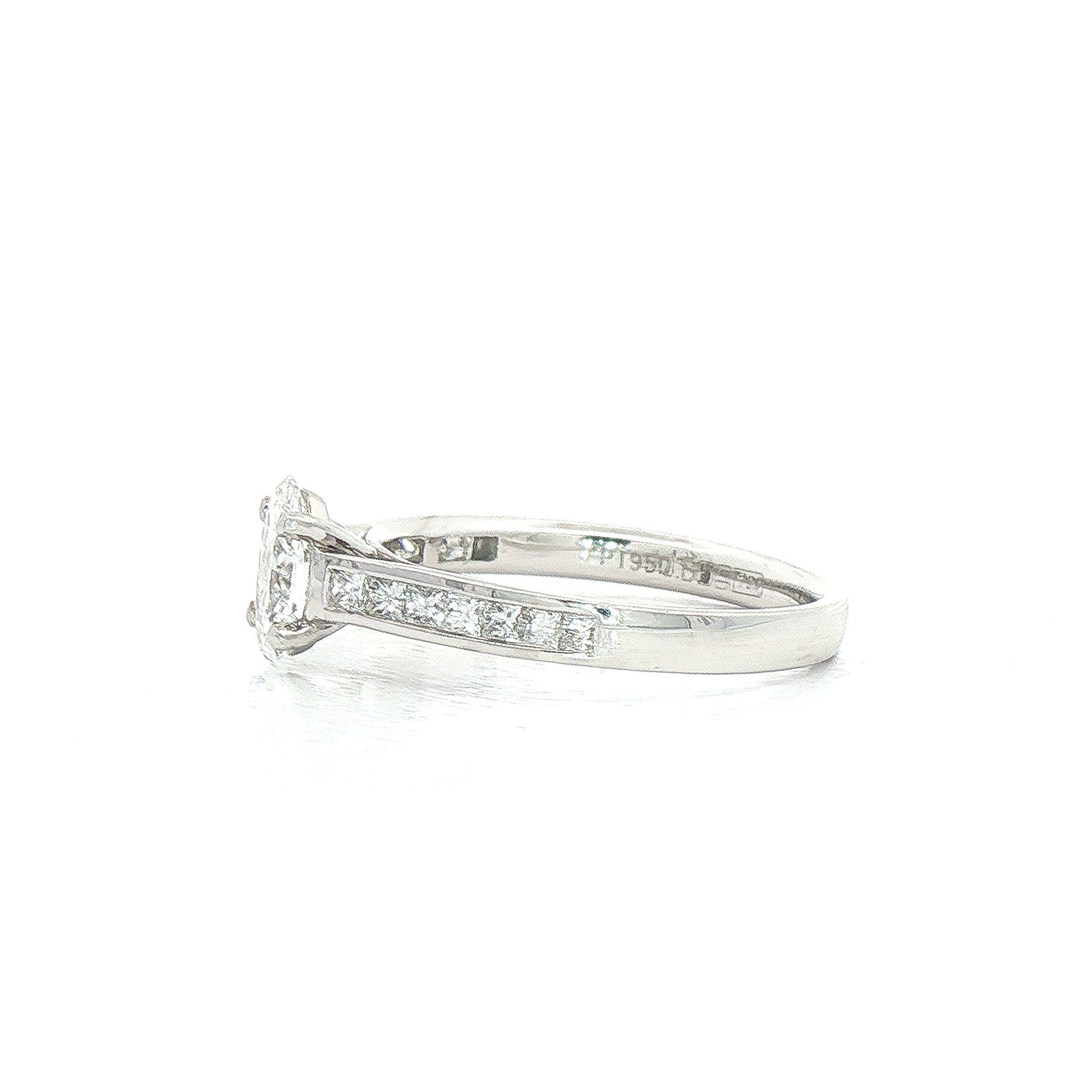0.78ct D VS2 GIA Certified Oval Solitaire With Princess Cut Shoulders Platinum Engagement Ring