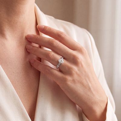 0.78ct D VS2 GIA Certified Oval Solitaire With Princess Cut Shoulders Platinum Engagement Ring