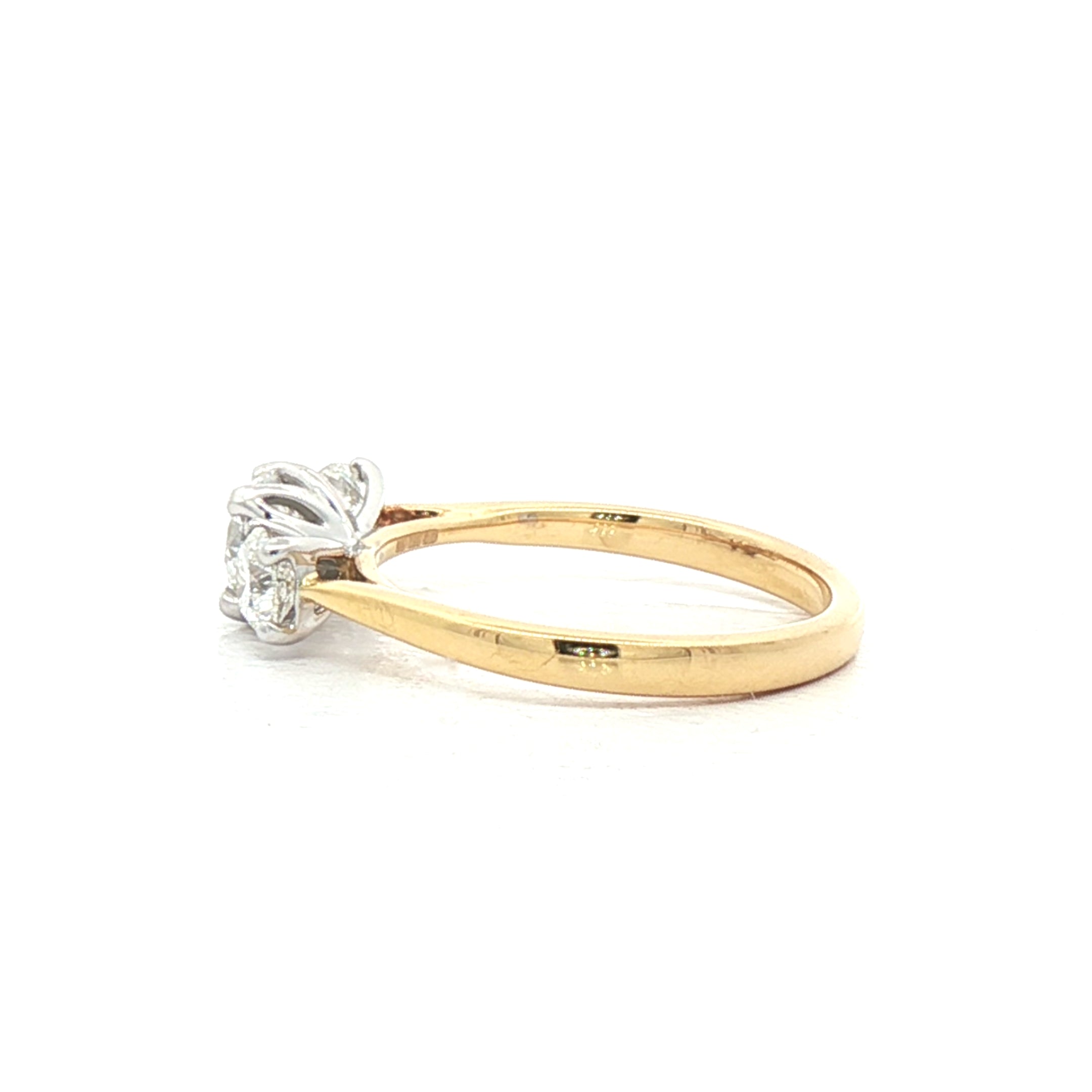 1.11ct E SI1 GIA Certified Round Natural Diamond Three Stone Ring in 18ct Yellow Gold
