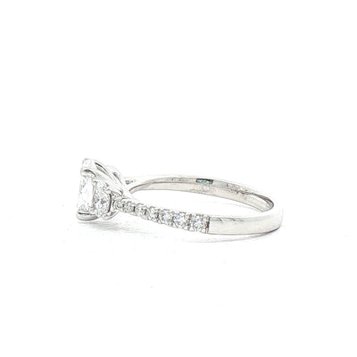 C0.70ct S0.55 D vs2 Certified Oval Natural Diamond With Round Sides & Shoulders Set In Platinum