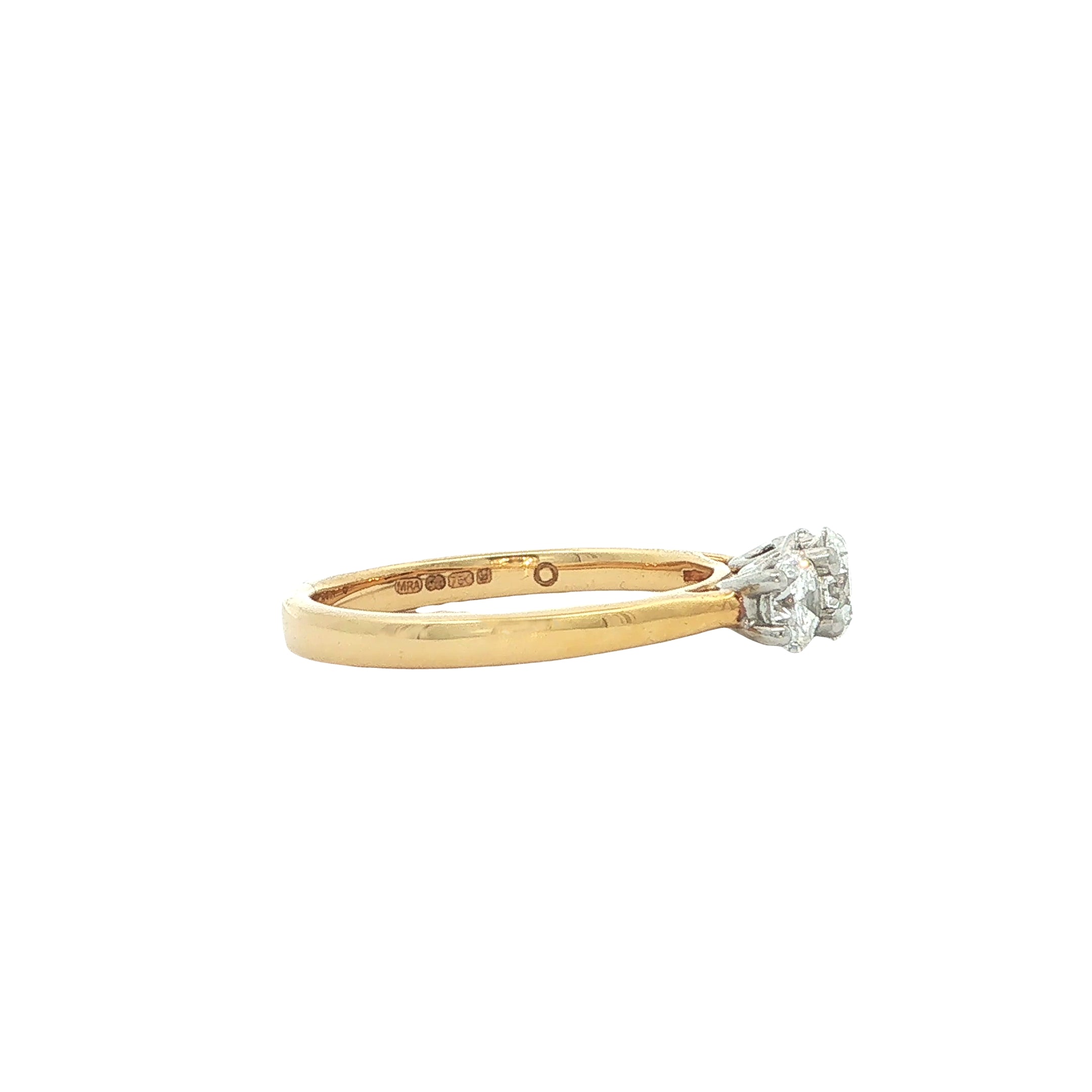 1.00ct GIA Certified Round Natural Diamond Three Stone Ring in 18ct Yellow Gold