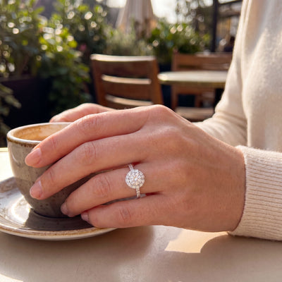 Platinum 0.50ct Round Brilliant-Cut Halo Cluster Ring
