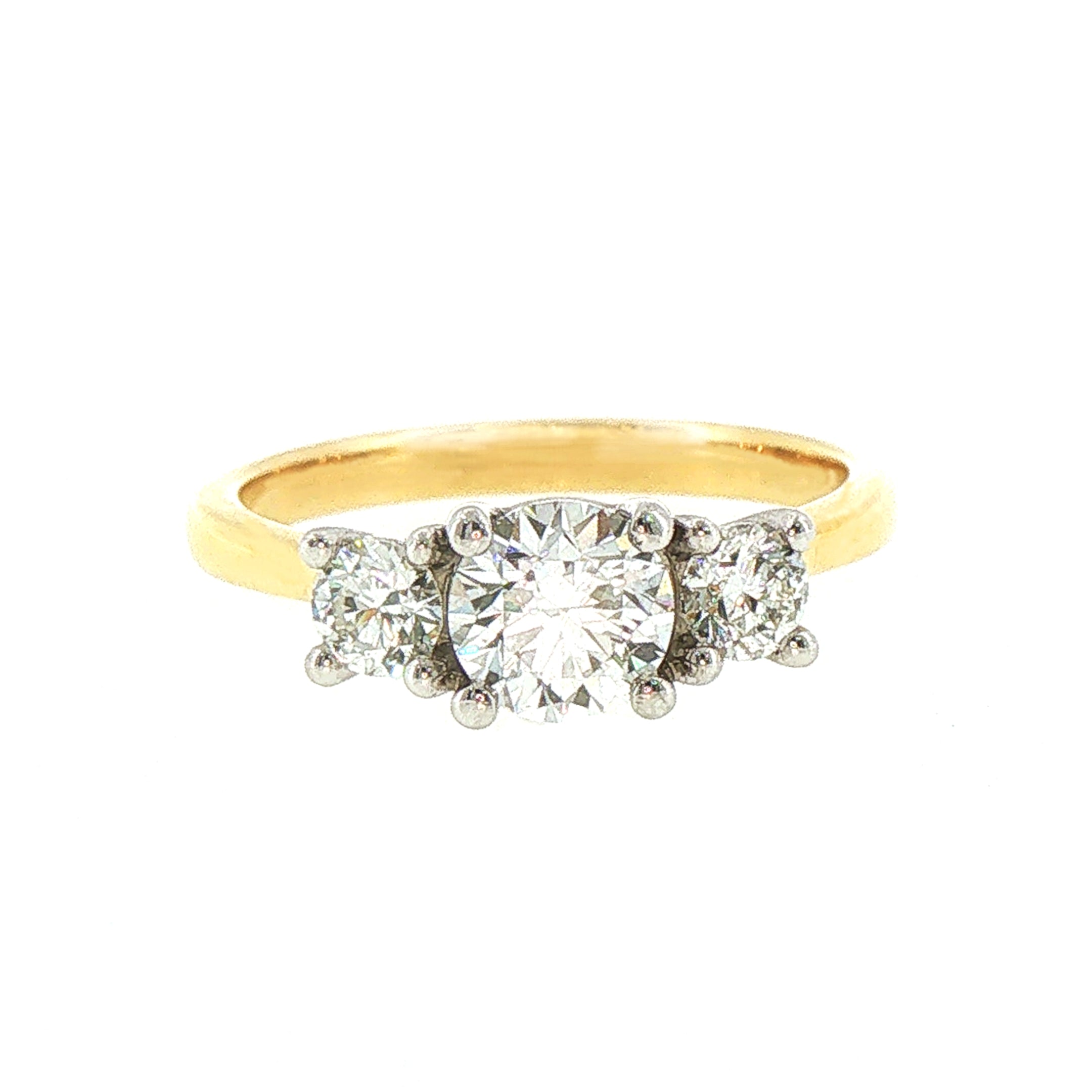 C0.70ct S0.36ct E VS2 Certified Natural Diamond Three Stone Engagement Ring