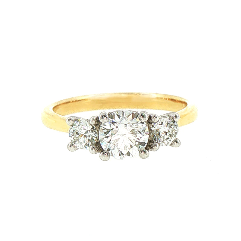 C0.70ct S0.36ct E VS2 Certified Natural Diamond Three Stone Engagement Ring