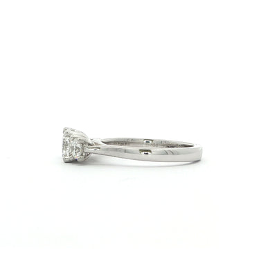 C0.70ct S0.36ct E vs2 Brilliant Cut Three Stone Diamond Ring Set In Platinum