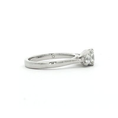 C0.70ct S0.36ct E vs2 Brilliant Cut Three Stone Diamond Ring Set In Platinum