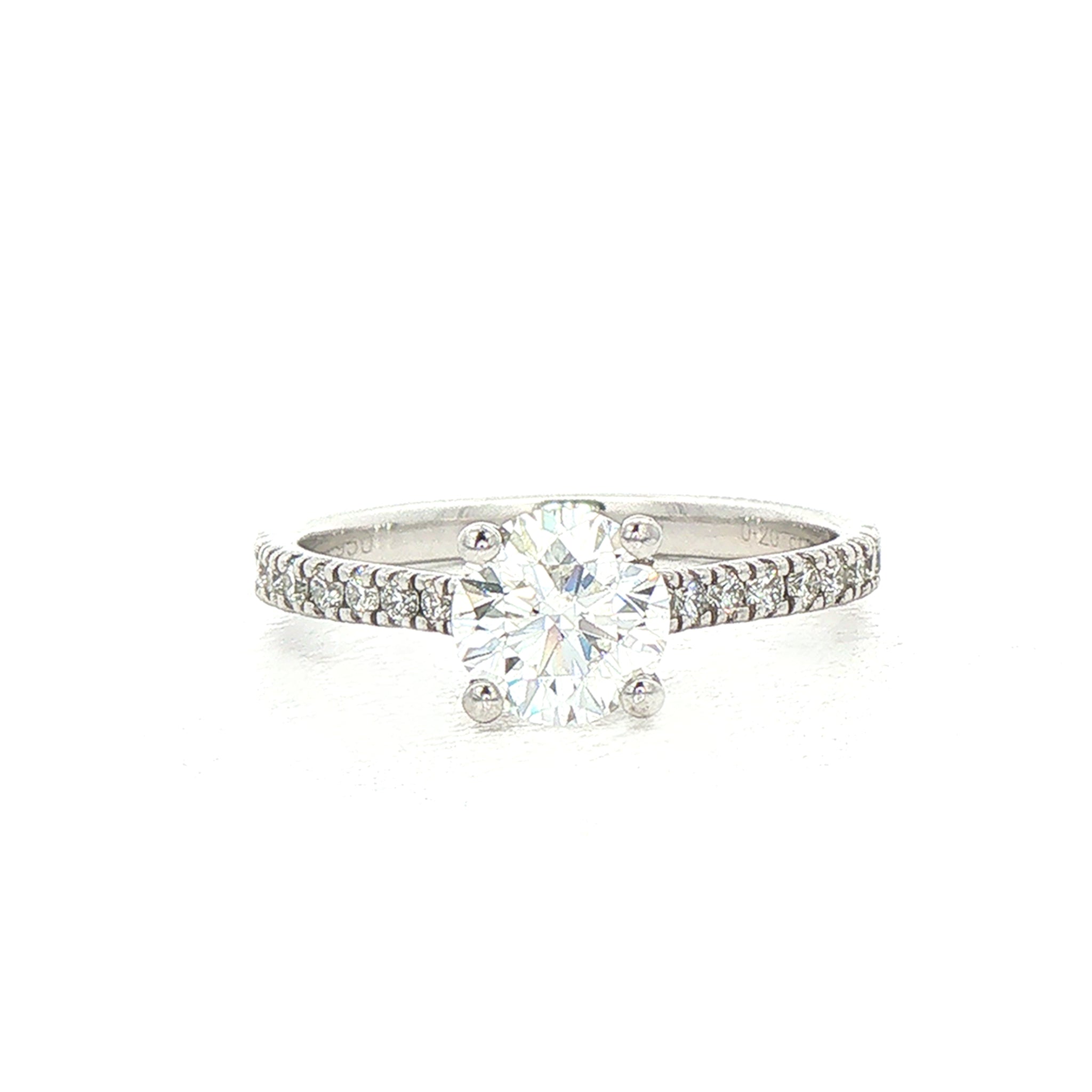 1.10ct Fvs2 Natural Diamond Solitaire Engagement Ring With Shoulder Diamonds Set In Platinum