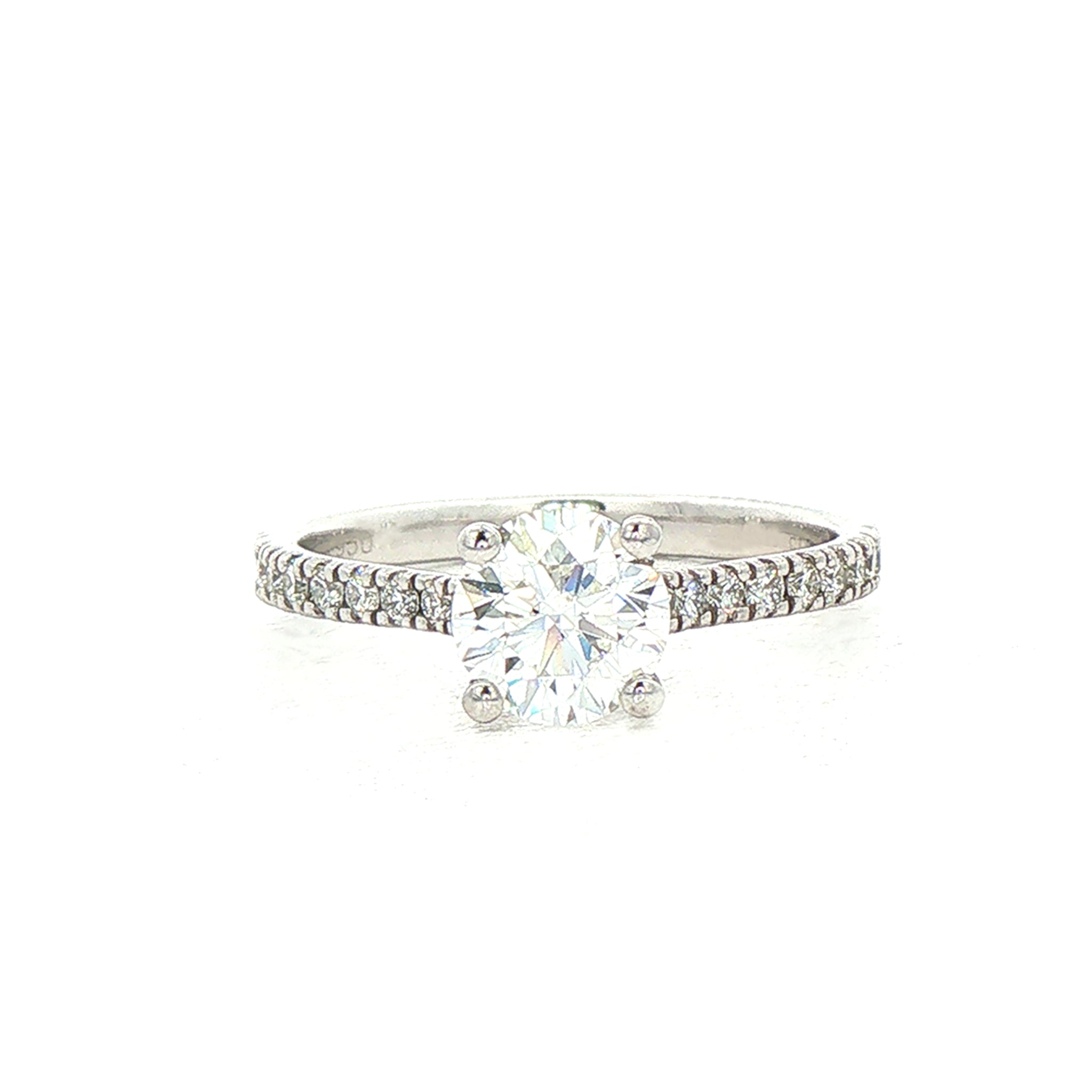 1.10ct Fvs2 Natural Diamond Solitaire Engagement Ring With Shoulder Diamonds Set In Platinum
