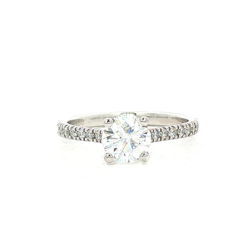 1.10ct Fvs2 Natural Diamond Solitaire Engagement Ring With Shoulder Diamonds Set In Platinum