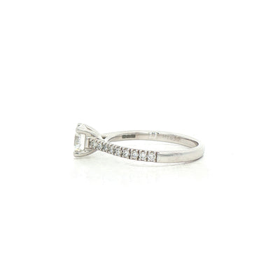 1.10ct Fvs2 Natural Diamond Solitaire Engagement Ring With Shoulder Diamonds Set In Platinum