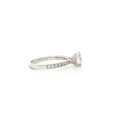 1.10ct Fvs2 Natural Diamond Solitaire Engagement Ring With Shoulder Diamonds Set In Platinum