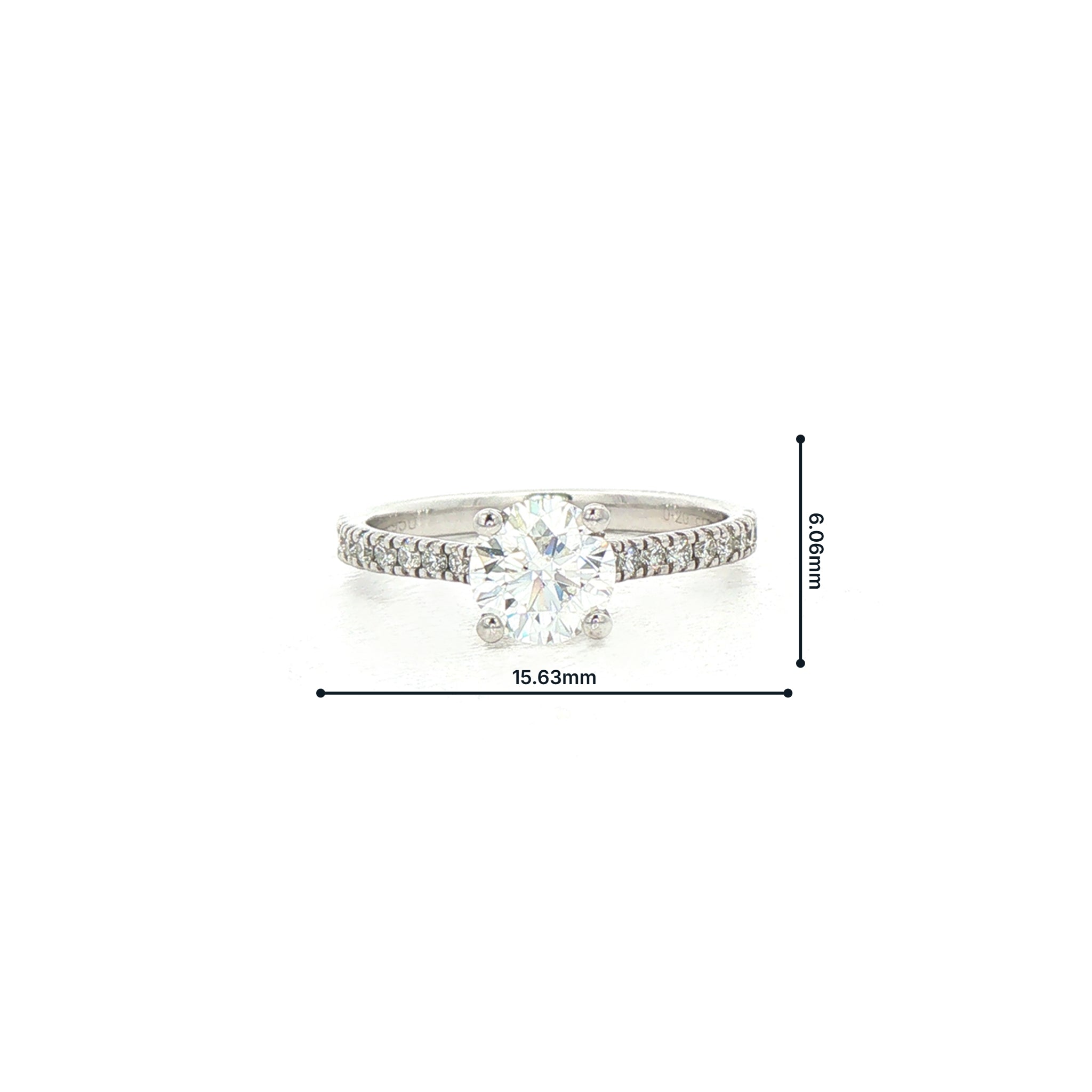 1.10ct Fvs2 Natural Diamond Solitaire Engagement Ring With Shoulder Diamonds Set In Platinum