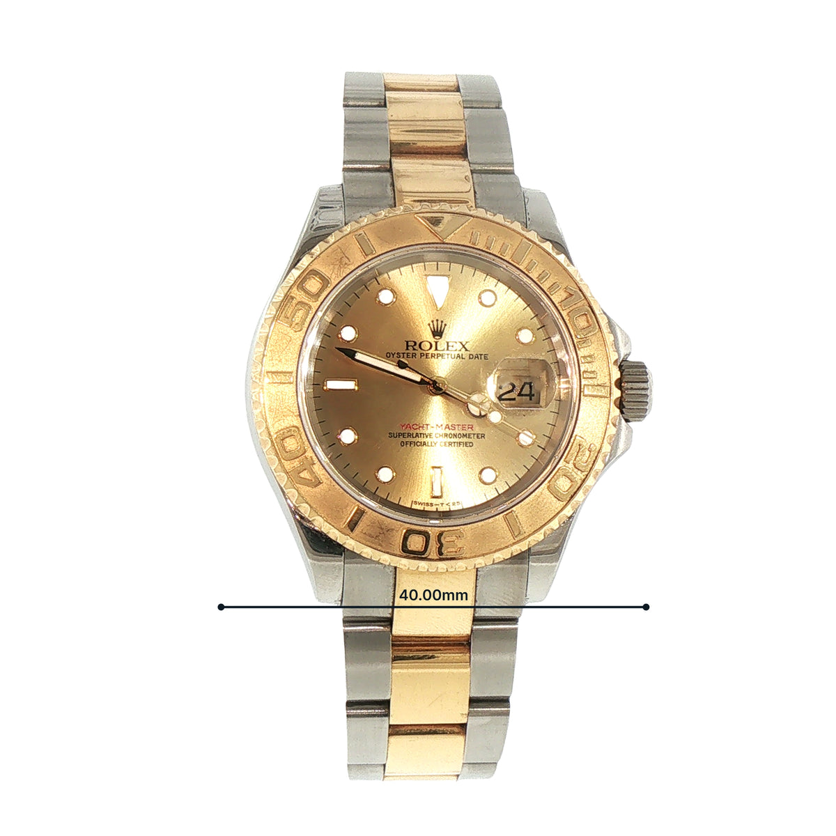 2005 Gents Two Tone Rolex Yacht Master Oyster Perpetual Datejust With Gold Dial and Stainless Steel